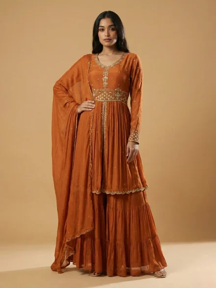 Embroidered Sharara Set – Party Wear