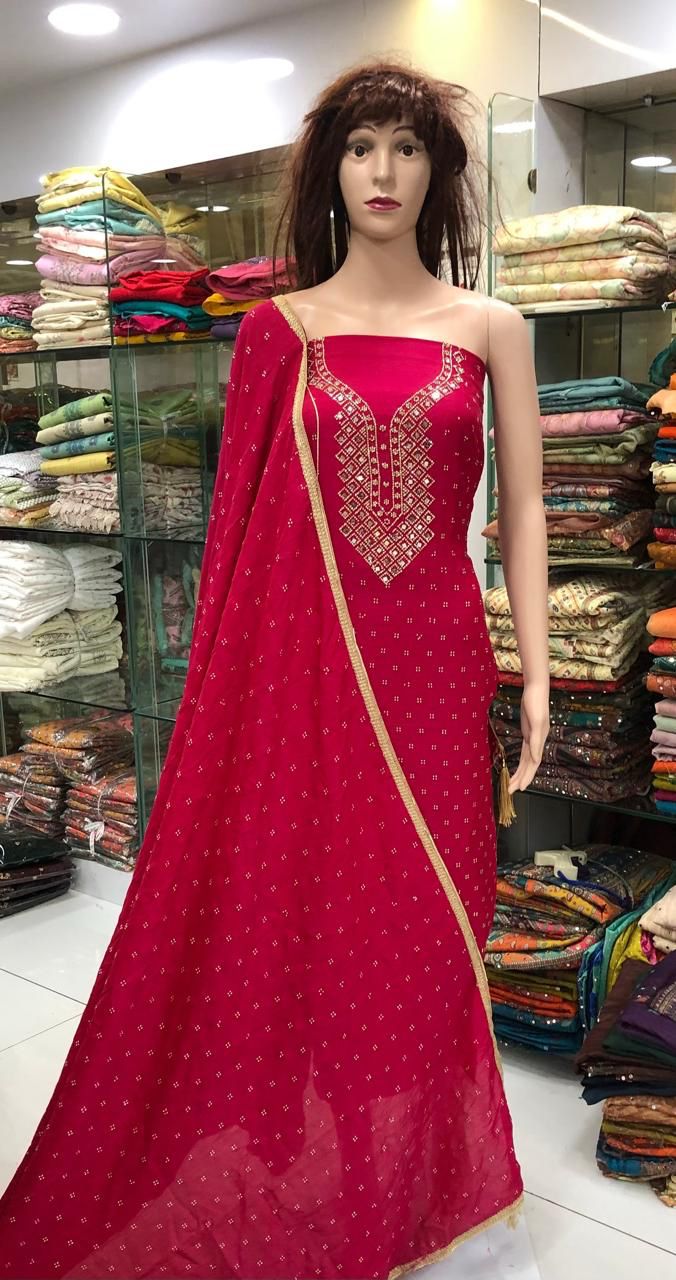 1 Semi silk partyware churidhar material